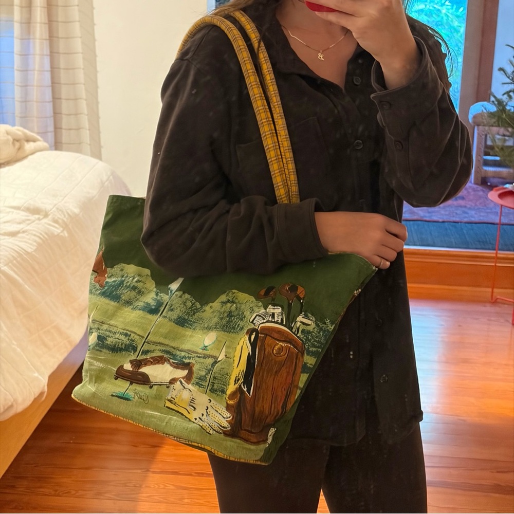 Vintage Golf Themed Tote Bag